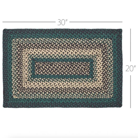 Farmhouse Jute Braided Rectangle Throw Rug Pine Green Tan Floor Mat Rustic - Picture 3 of 5